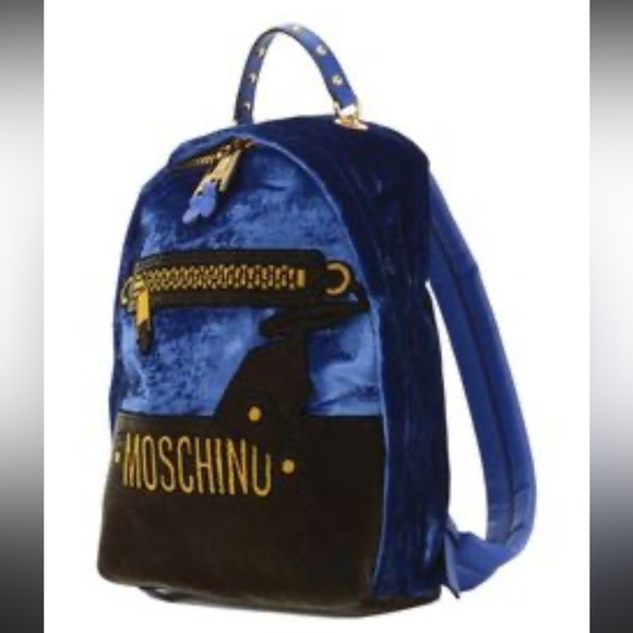 Moschino Navy and Black Velvet Mini Backpack main image 6
